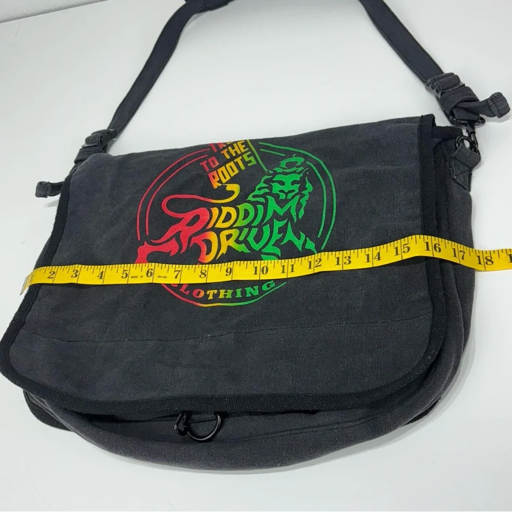 Riddim driven “true to the roots” Rasta lion Jamaican Reggae messenger bag